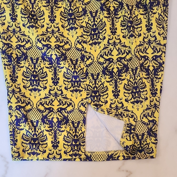 AX Paris Yellow and Black Damask Midi Dress - Picture 7 of 7